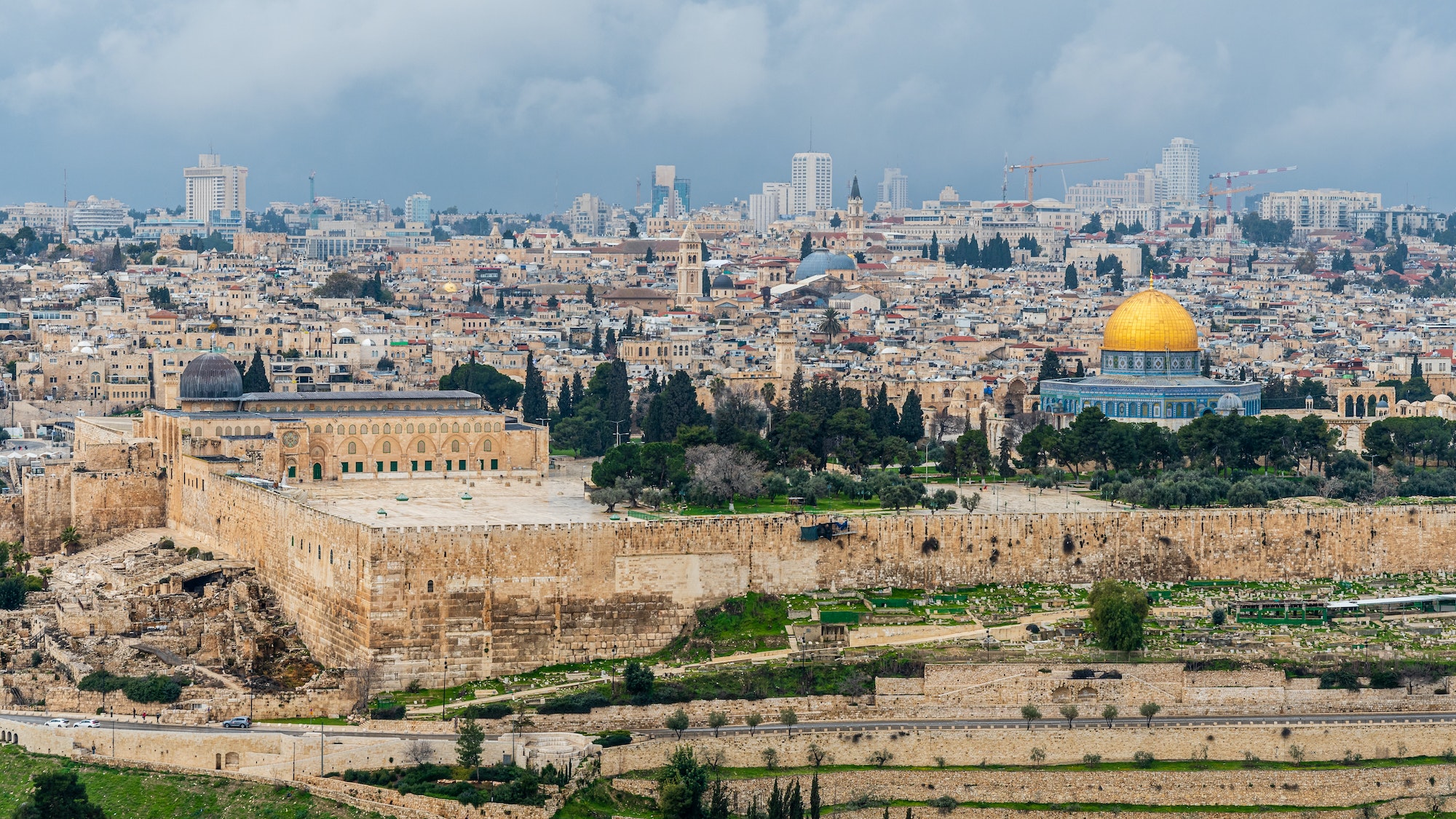 Beautiful view of Jerusalem from the Mount of Olives