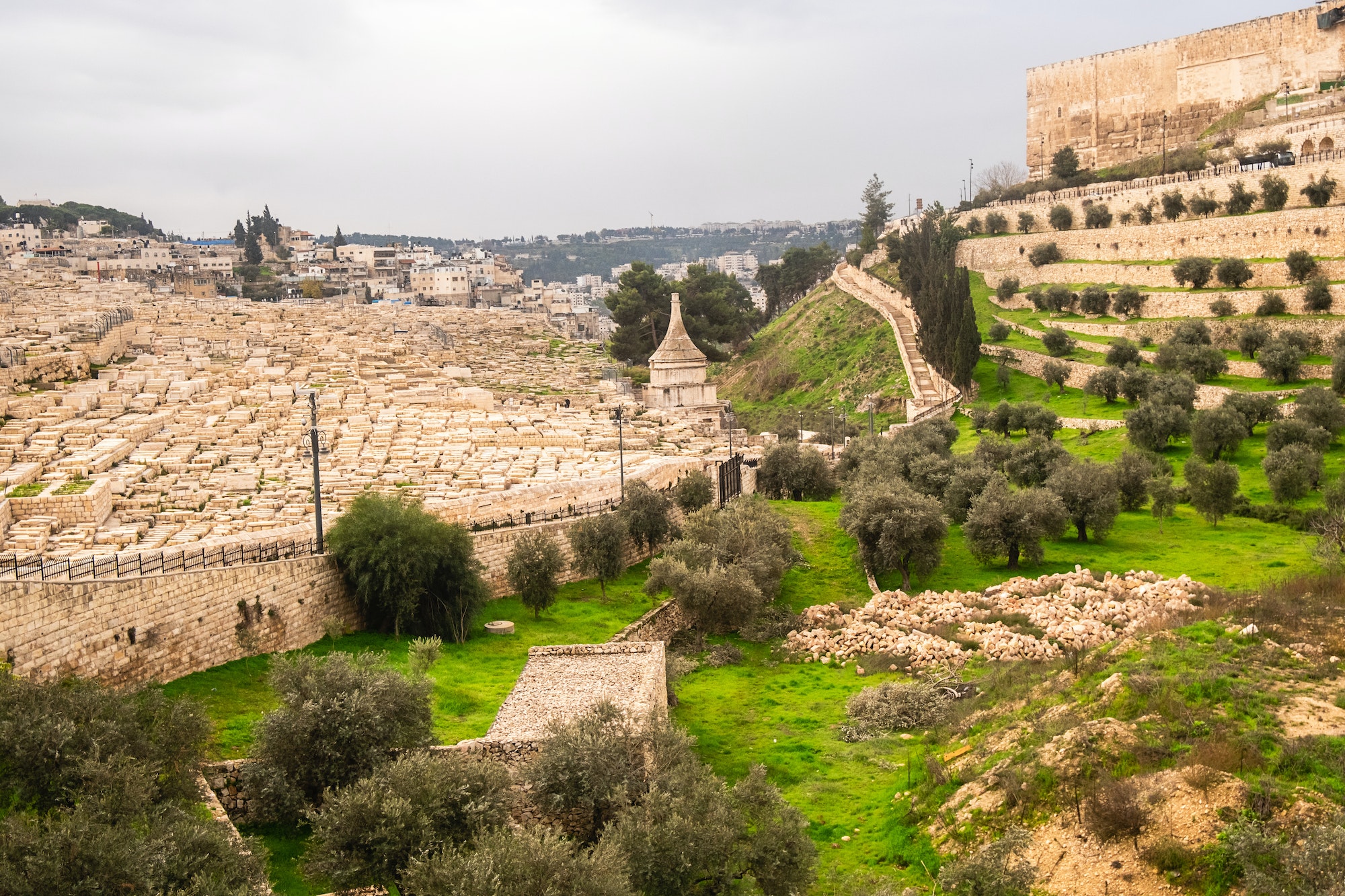 Mount of Olives in Jerusalem. Ancient sacred cemetery